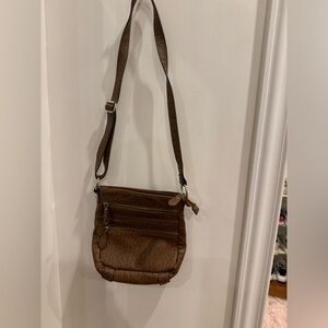 Brown Cross Body Faux Ostrich Skin